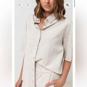 Rhythm Classic Lounge Shirt - Color Oat - Size Small